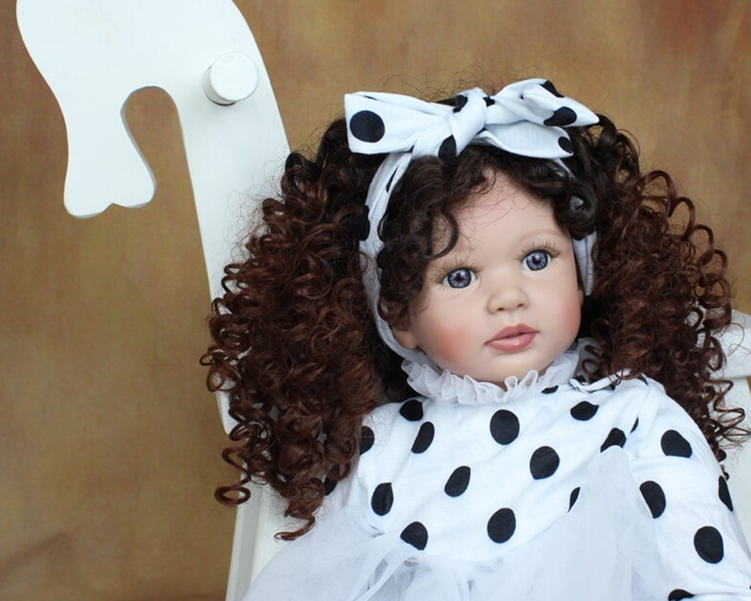 Reborn Doll , Curly Hair , Soft Silicone, Doll for Girl, Cloth Body