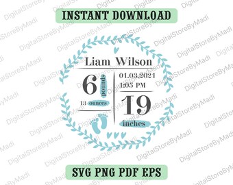 Download Birth Stats Svg Etsy