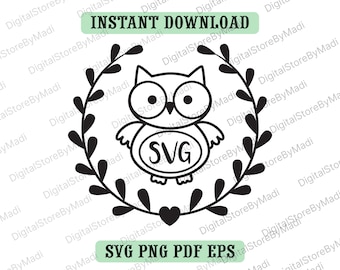 Download Owl Clipart Digital Download Owl Svg Monogram Svg Svg Eps Pdf Png Owl Monogram Svgpng Split Name Frame Svg Clip Art Art Collectibles
