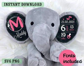 Free Free 184 Elephant Ear Birth Stats Svg SVG PNG EPS DXF File