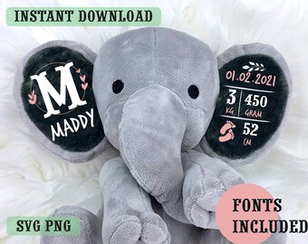 Download Birth Announcement Elephant Svg Etsy