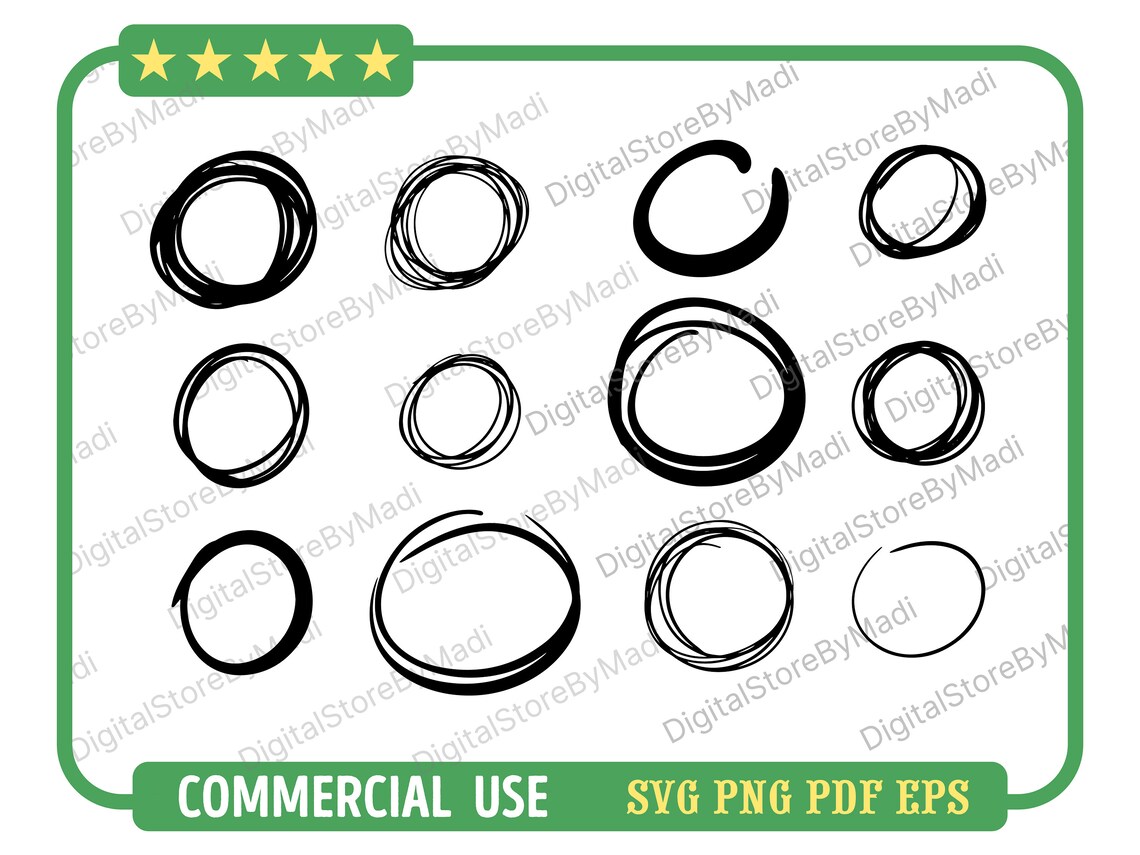 12 Doodle Circles Svg Bundle Hand Drawn Circles Svg Circle Etsy