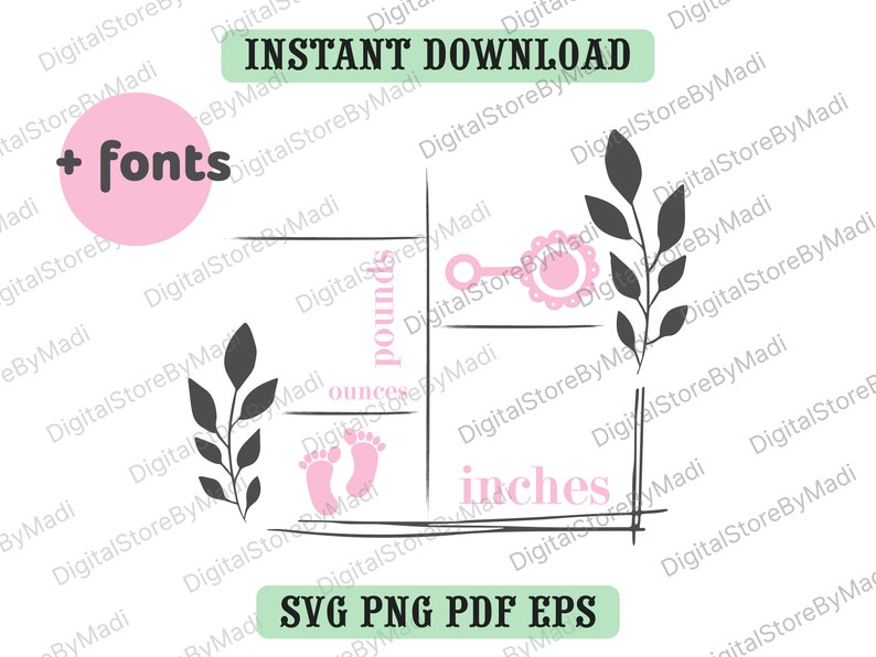Download Clip Art Baby Svg Svg Eps Png Pdf Digital Download Birth Stats Svg Baby Birth Announcement Svg Laurel Wreath Birth Announcement Svg Art Collectibles