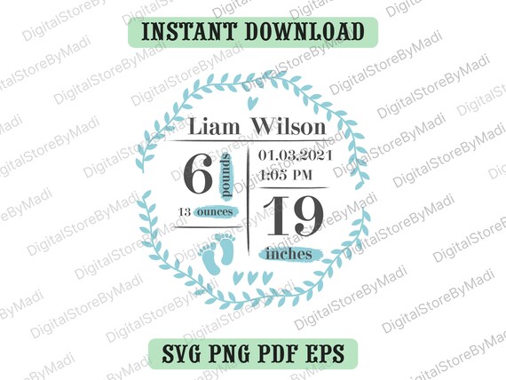 Download Birth Stats Svg Baby Birth Announcement Svg Baby Svg Laurel Etsy