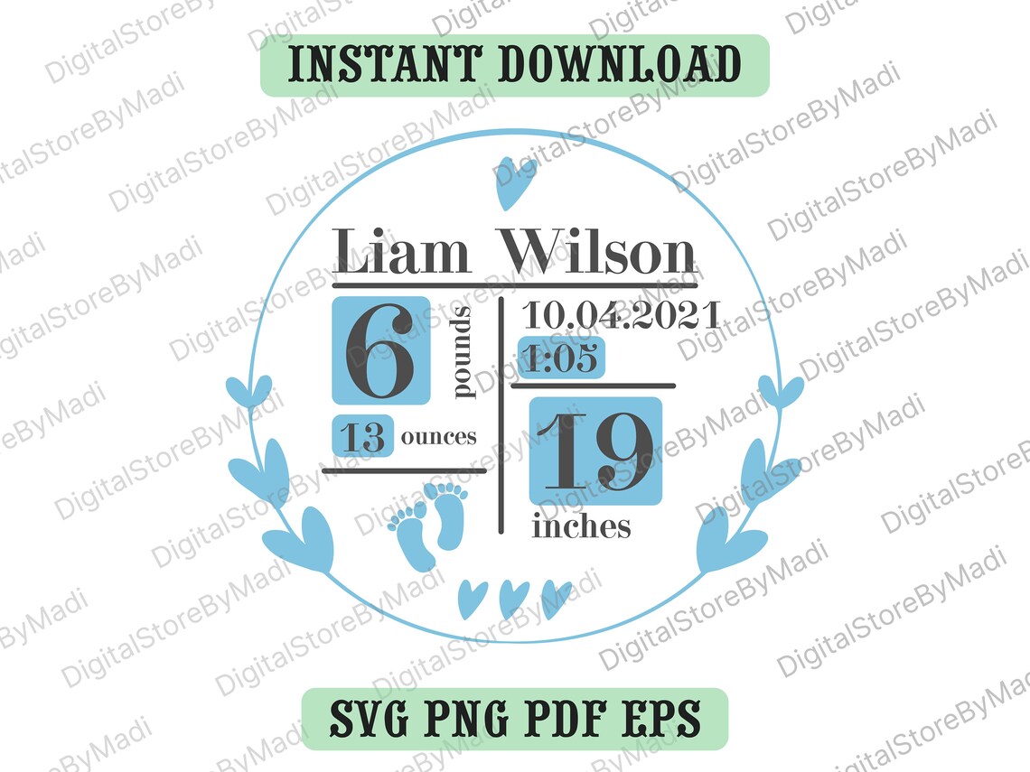 Download Birth Stats svg Baby Birth Announcement SVG Baby svg ...