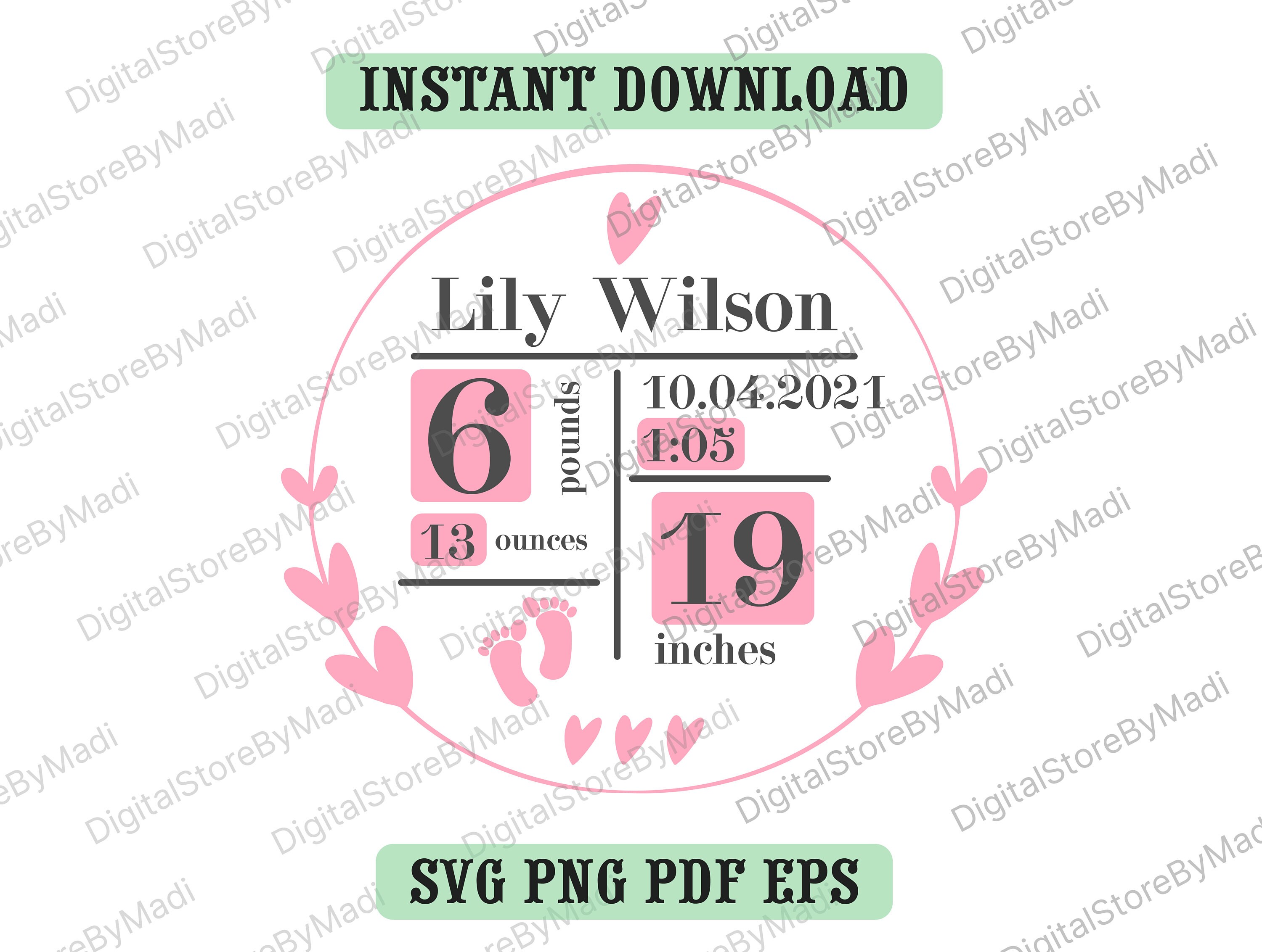 Download Wreath Birth Stats Svg Baby Birth Announcement Svg Baby Svg Etsy