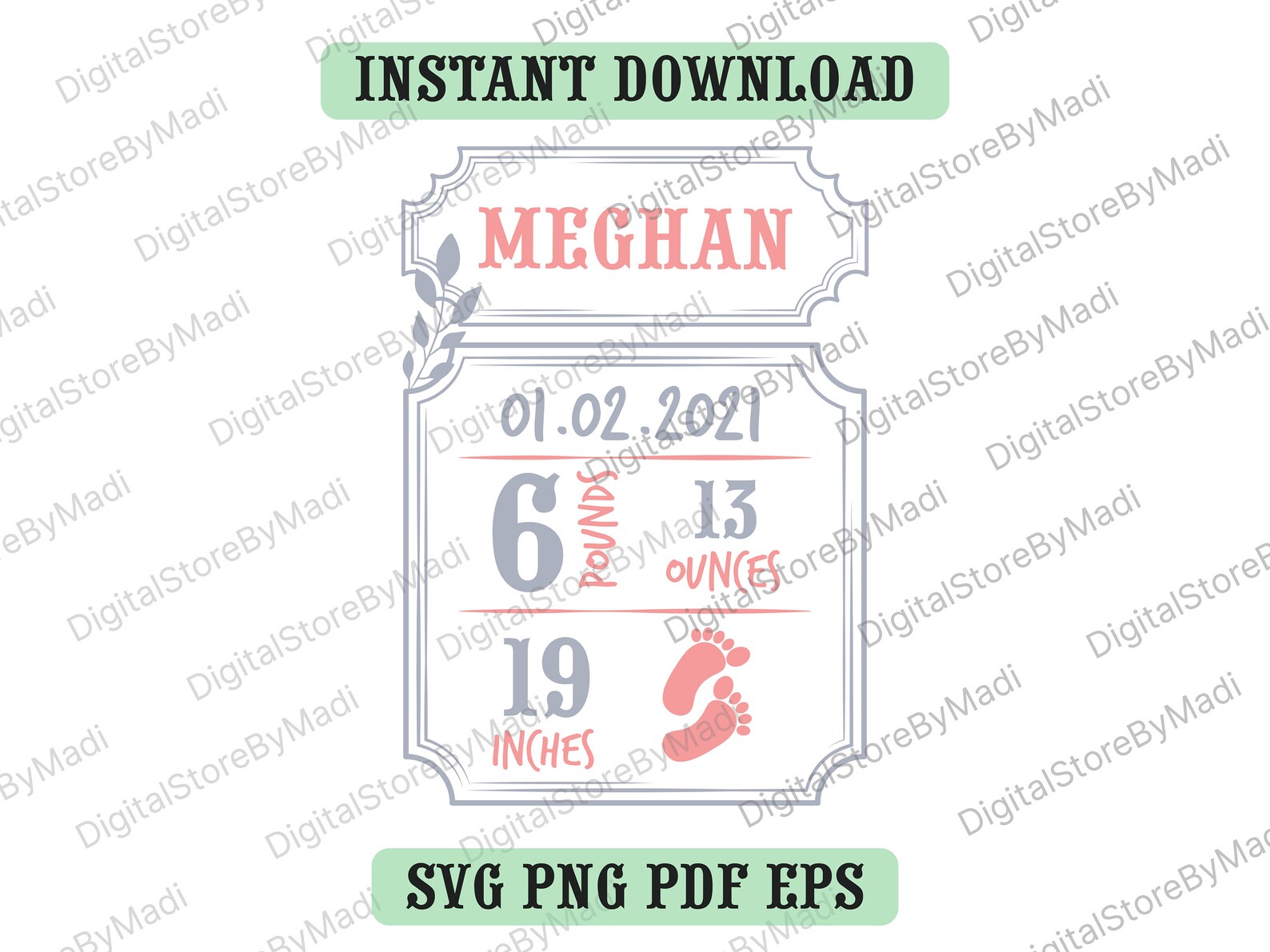 Download Birth Stats svg Baby Birth Announcement SVG Baby svg Frame ...