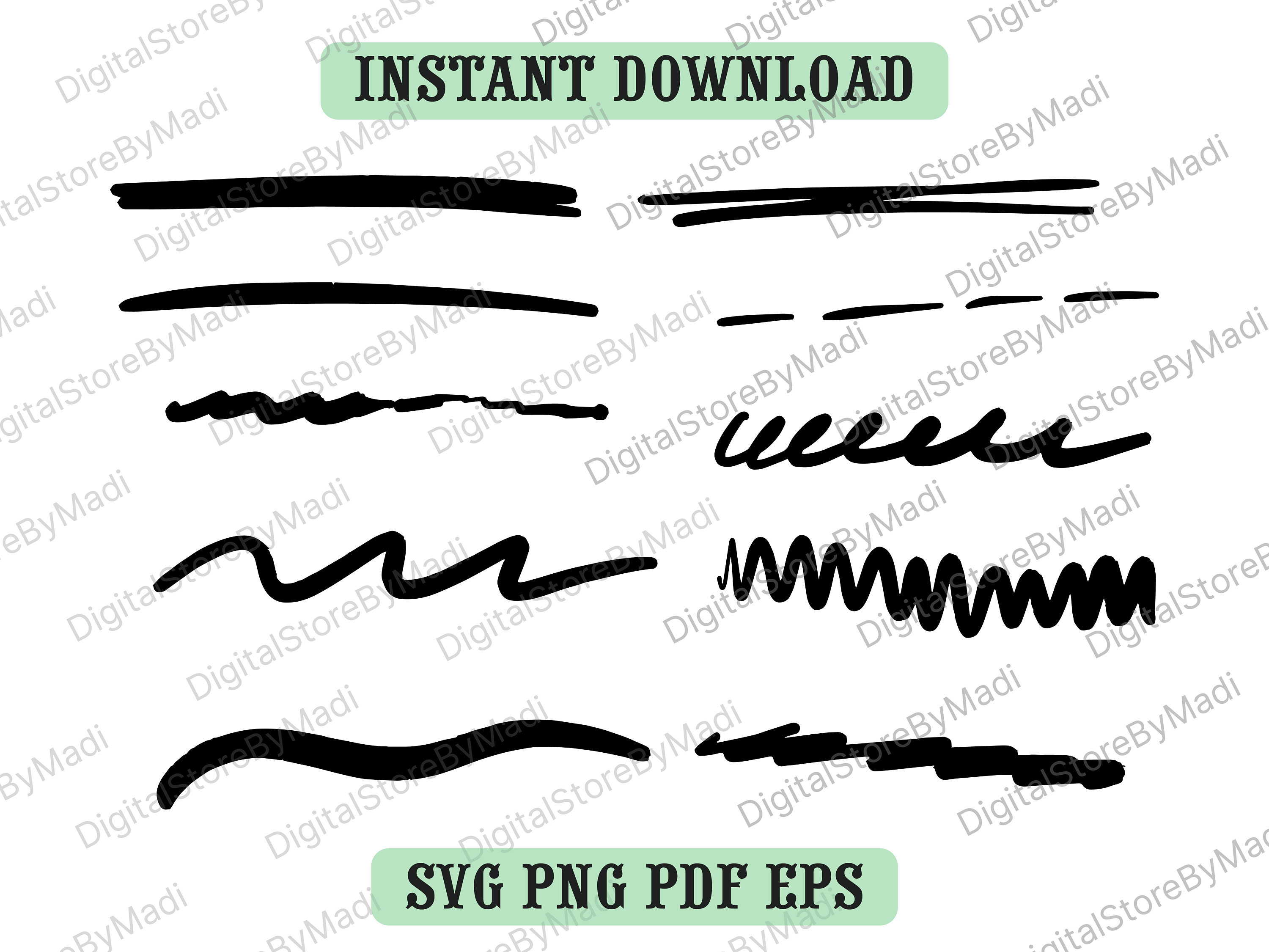 10 Doodle Lines svg bundle Scribble svg Hand drawn lines Etsy