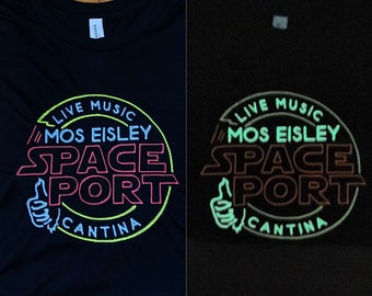 Embroidered T-Shirt or Sweatshirt Disney Inspired Star Wars Mos Eisley Space Port Cantina Glow In The Dark