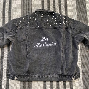 Embroidered Pearl Bride Jean Jacket