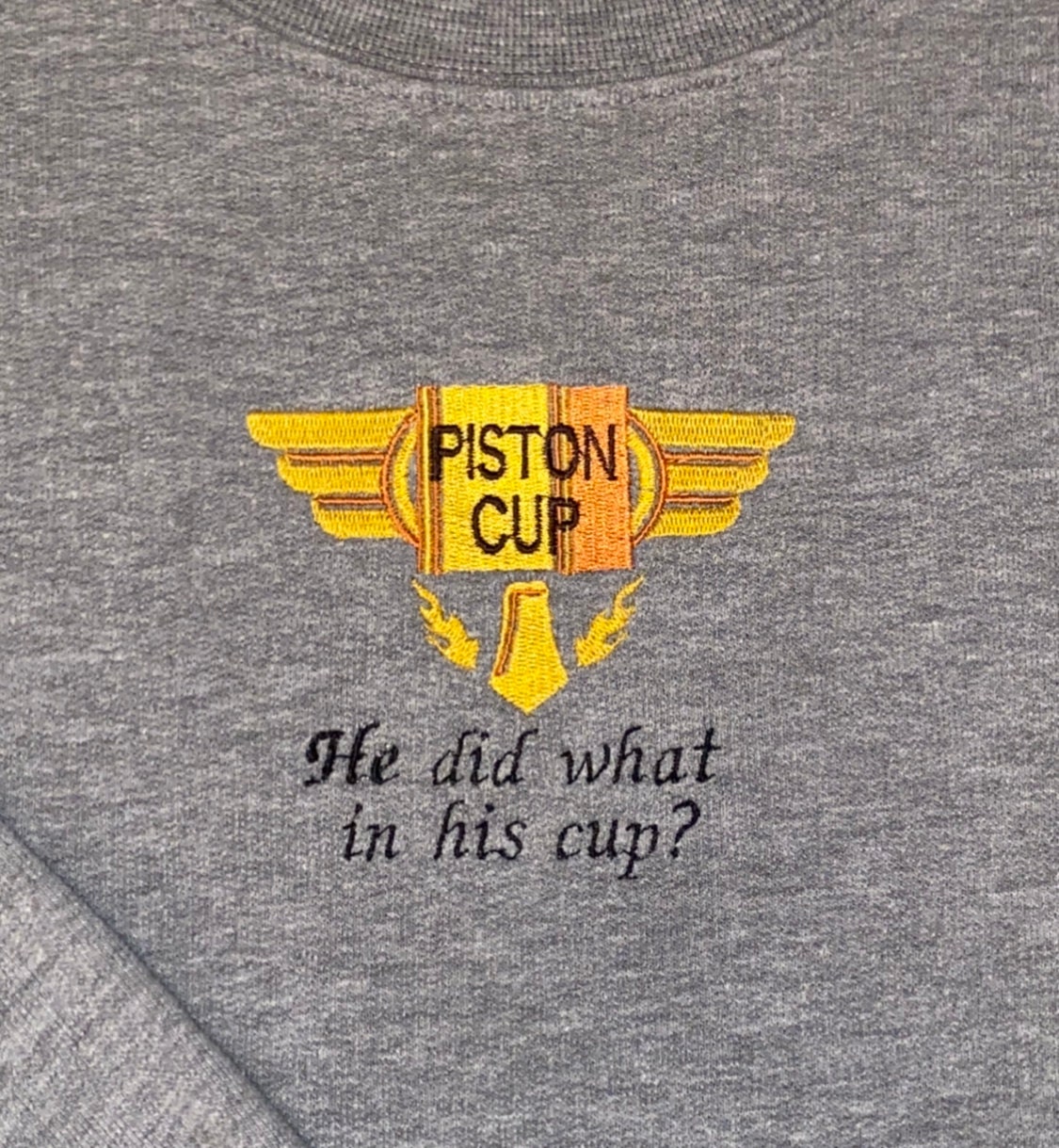 Embroidered he Did What in His Cup Piston Cup Etsy