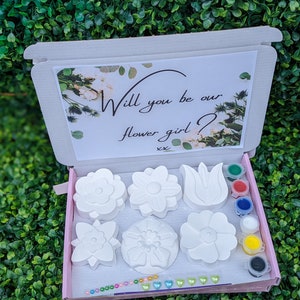 Flower craft kit, Paint your own flowers, Flower girl proposal gift, Will you be my flower girl, Gift for flower girl, bridesmaid gift set image 1