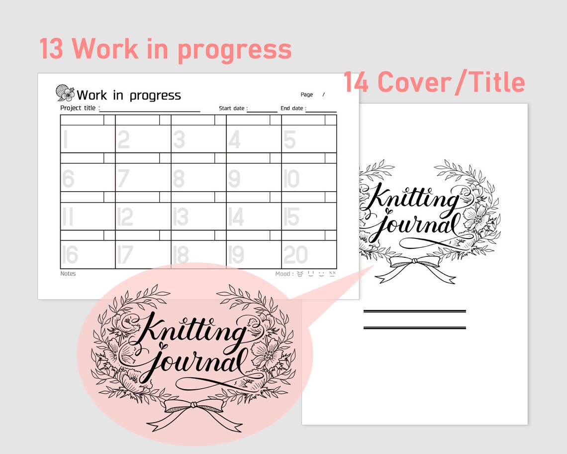 Printable Knitting Journal Knitting Planner Knitters note | Etsy