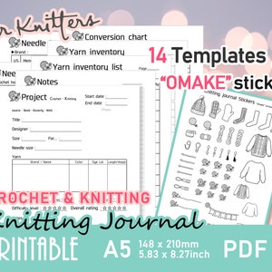 Printable Knitting Journal, Knitting Planner, Knitters note, Crochet Planner, Digital Download