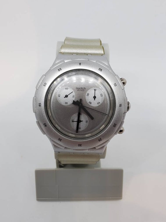 Vintage Watch Swatch Unisex Aquachrono Silver Chronograph | Etsy