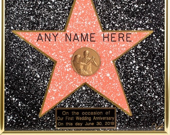 Personalized Hollywood Walk of Fame Star with engraved plaque, created by Carmine Goglia