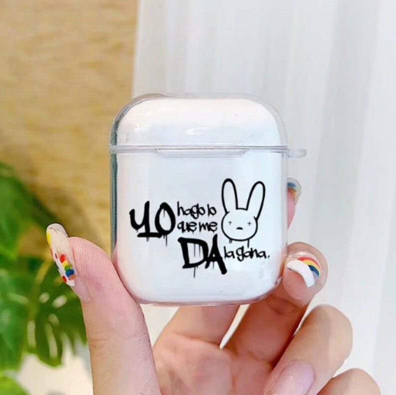 Cute Transparent Airpods Case Wireless Earphone Protective Case For Airpods 1 2 Pro. Bad Bunny Airpods Case