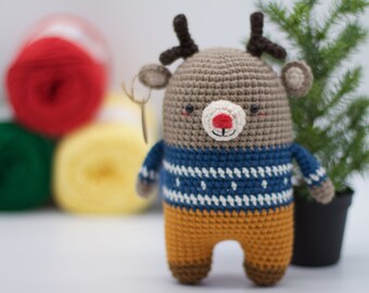 Reindeer, Handmade Crochet Reindeer, Hand-Knitted Amigurumi Reindeer