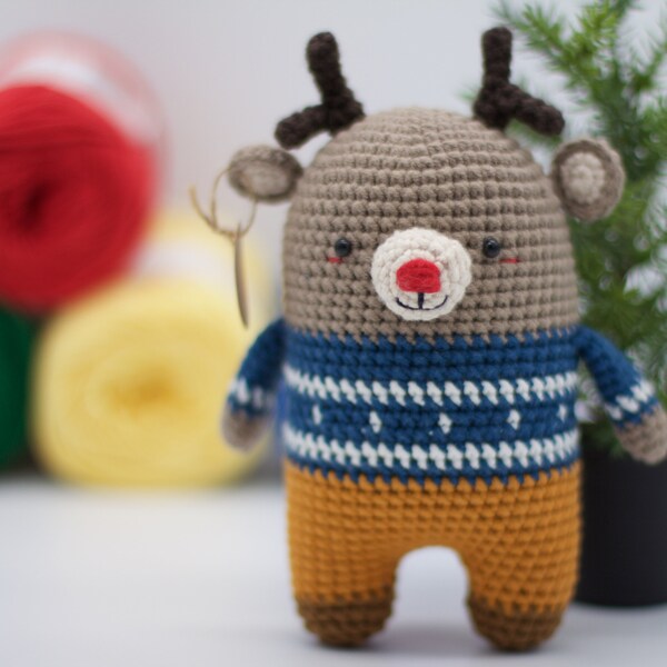 Reindeer, Handmade Crochet Reindeer, Hand-Knitted Amigurumi Reindeer
