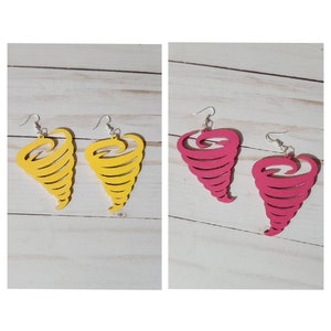 Tornado/Cyclone Shaped Wood Earrings