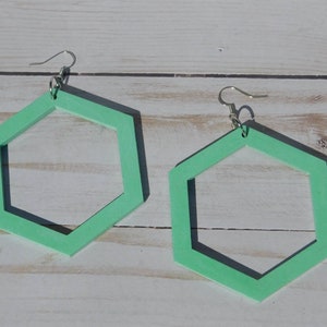Hexagon Shaped Wood Earrings