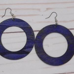 Thin Circle Shaped Wood Earrings with Cutout Center