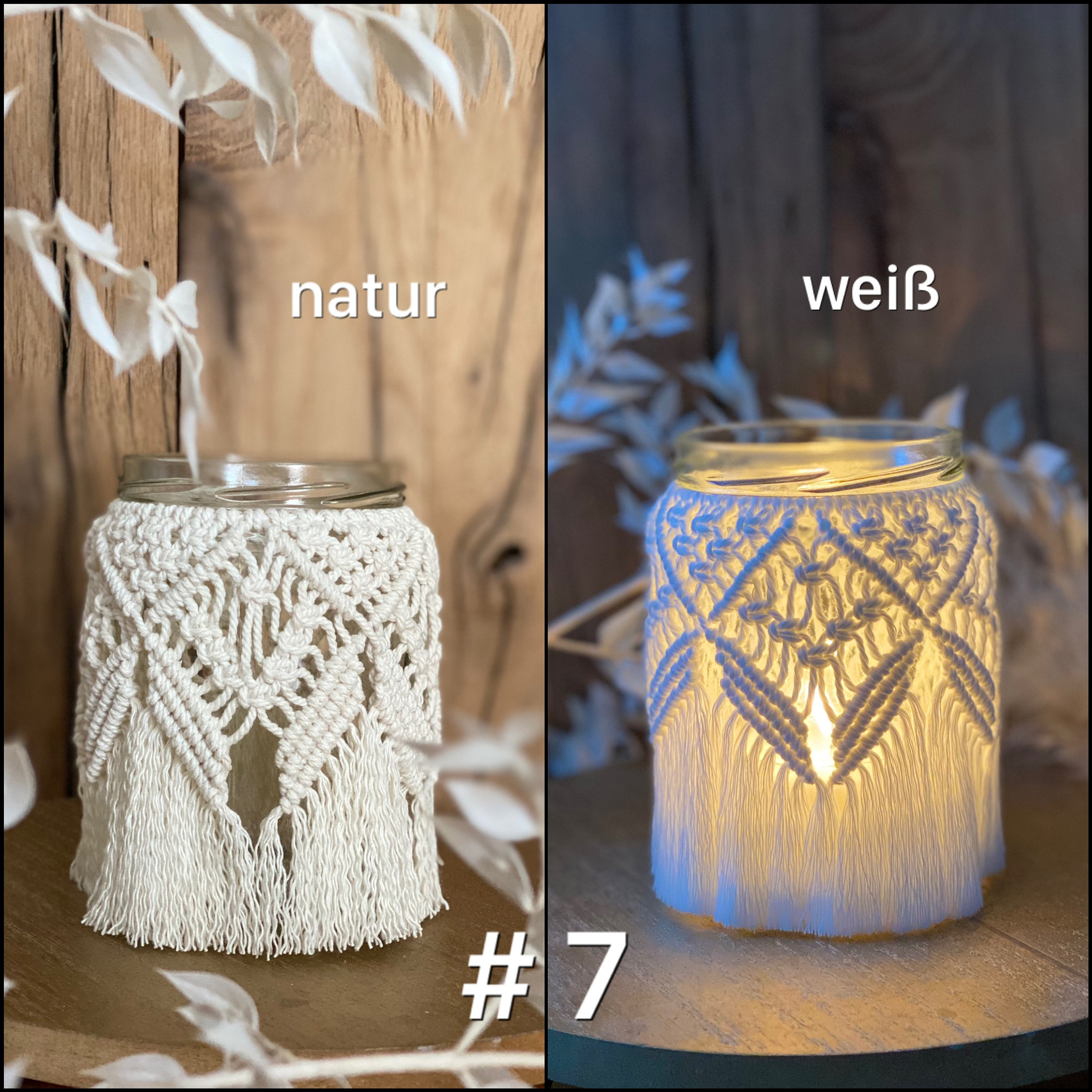 Makramee Windlicht Geschenk Hochzeit Geburtstag Laterne Kerzenhalter  Teelicht Tischdeko Weihnachten Boho Glas