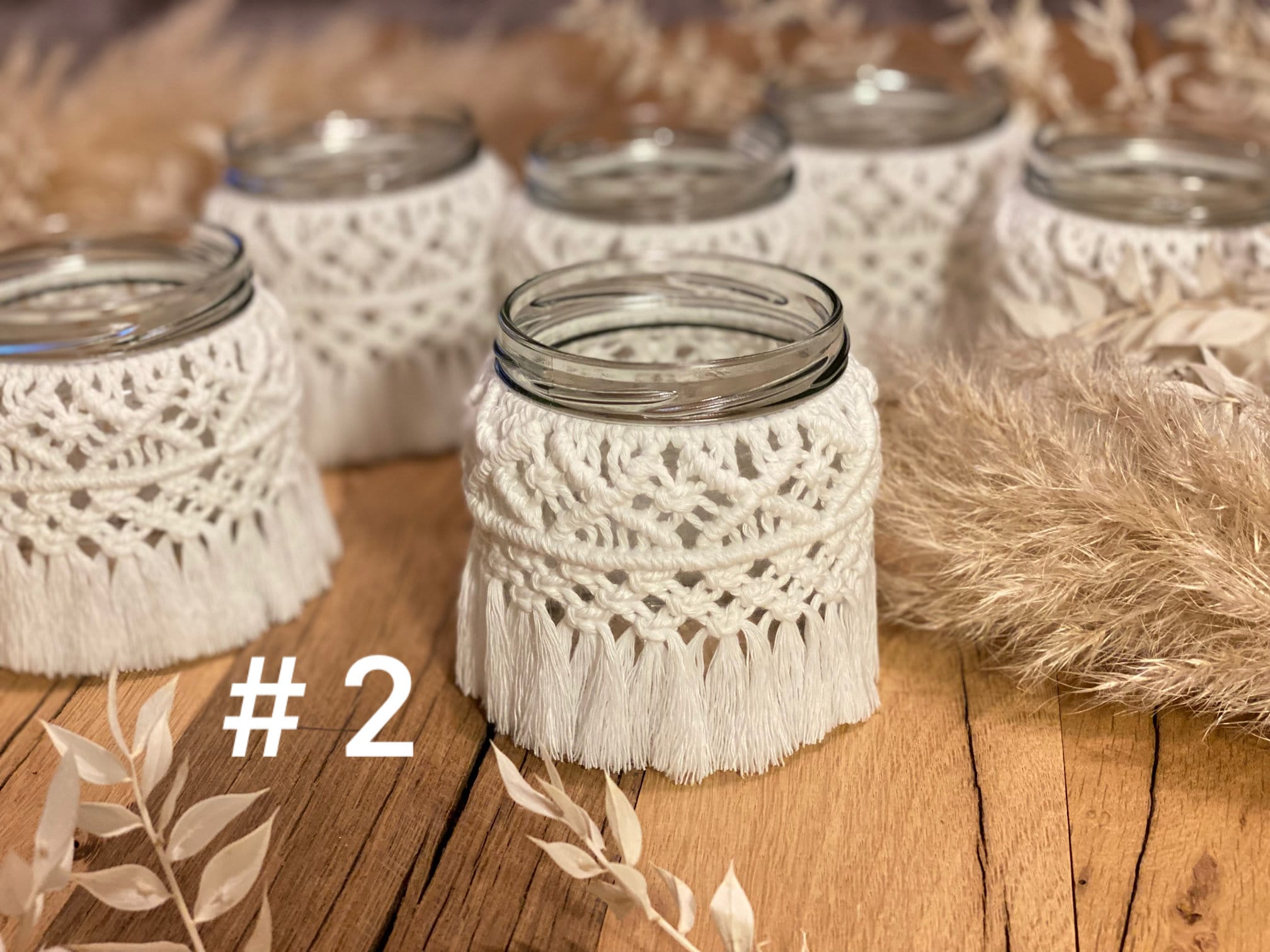 Makramee Windlicht Geschenk Hochzeit Geburtstag Laterne Kerzenhalter  Teelicht Tischdeko Weihnachten Boho Glas