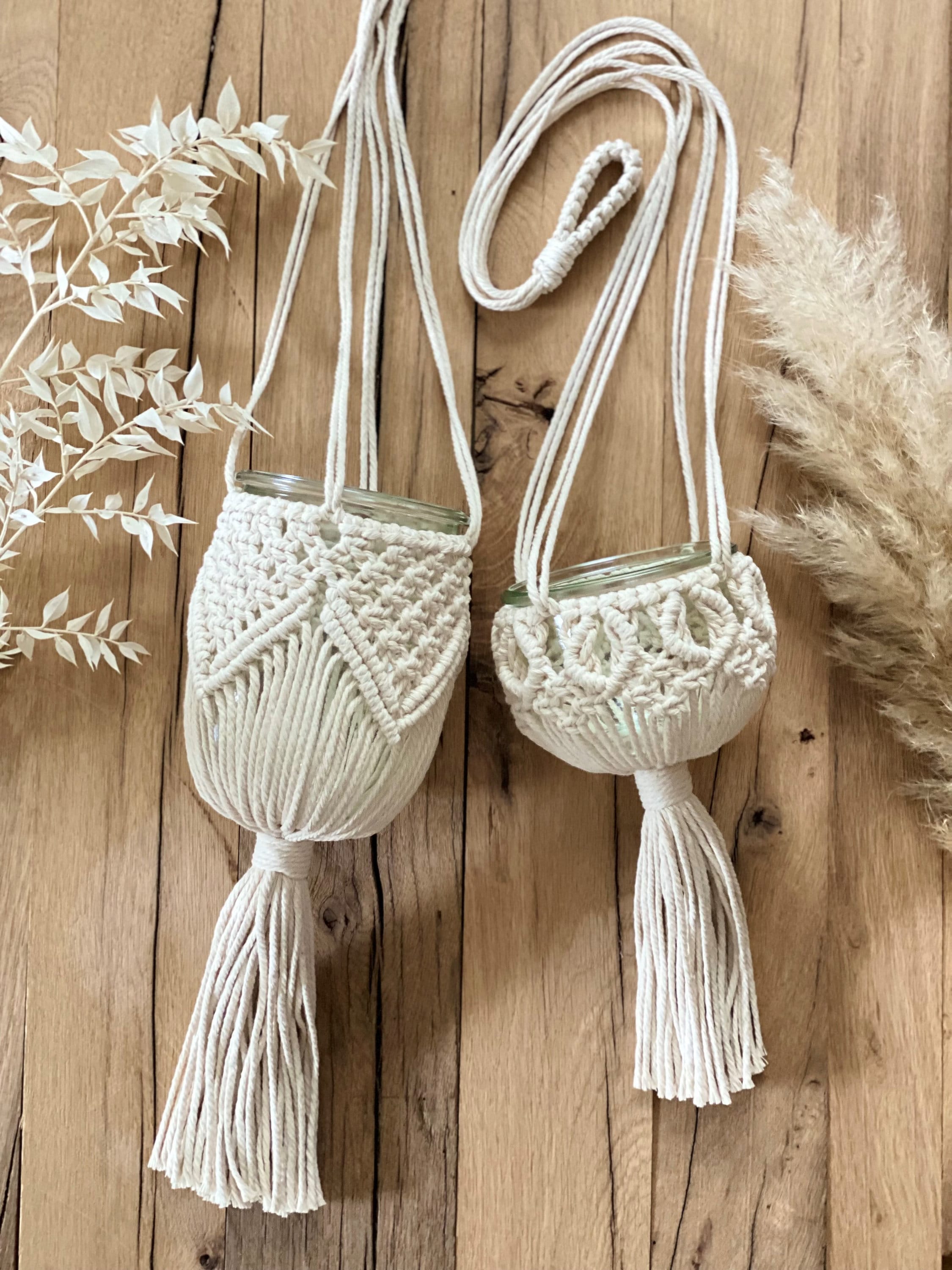 Macrame hanging lantern