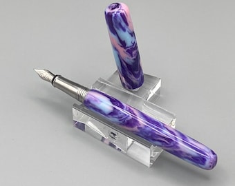 Pluma estilográfica de resina brillante: punta mediana de acero inoxidable