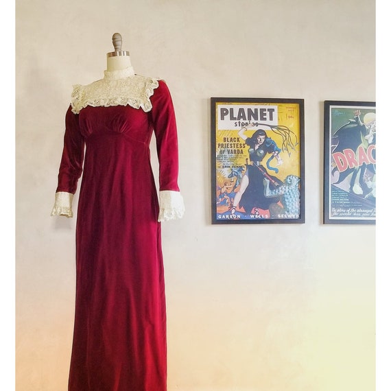 Vintage 1930's Velvet Prairie Dress, Vintage Holid
