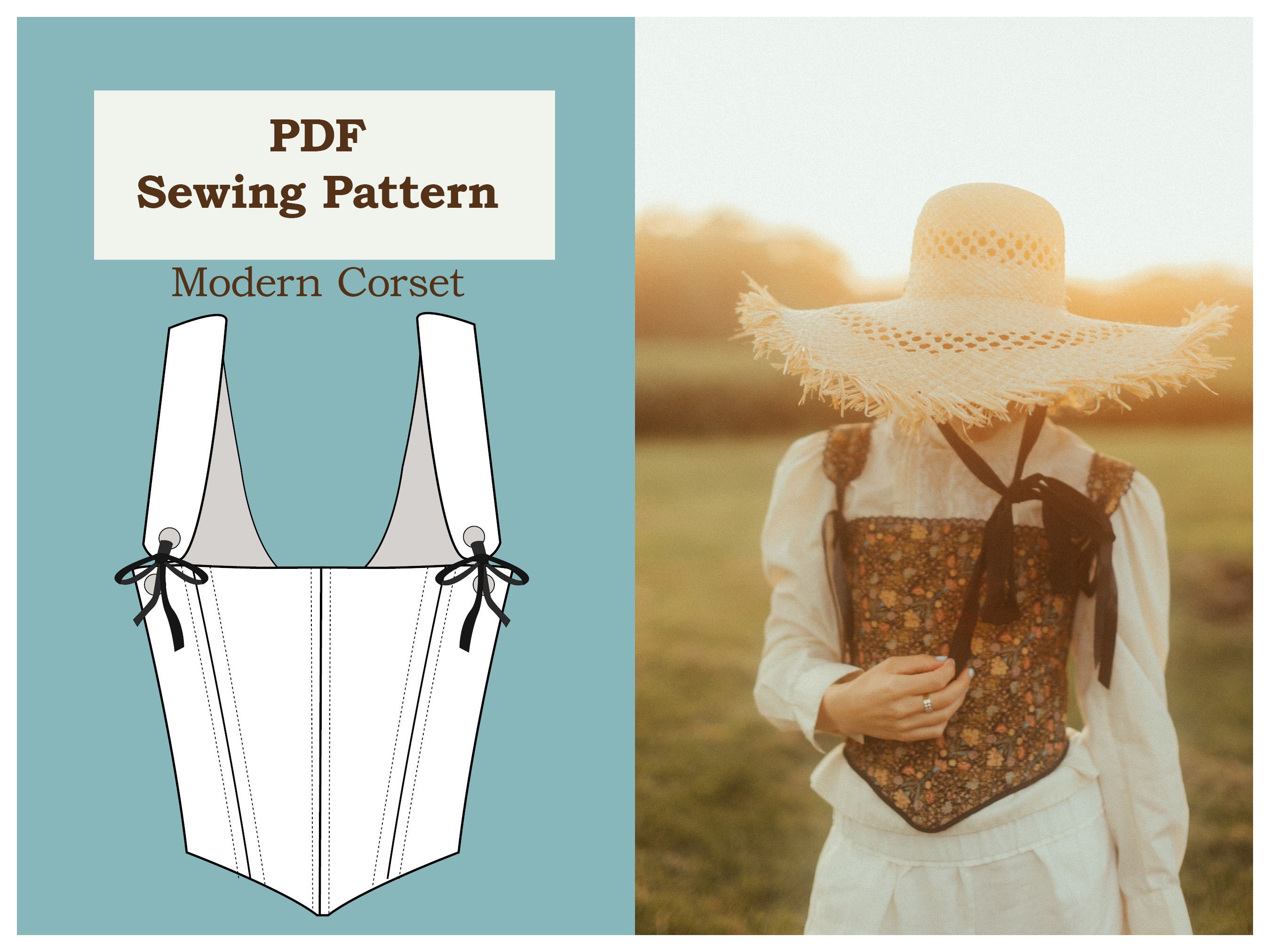MEN'S CORSET PATTERN // Pdf Sewing Pattern Bandeau Corset Top for