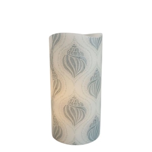 Blue and White Sea Shell LED Flameless Wax Pillar Candle