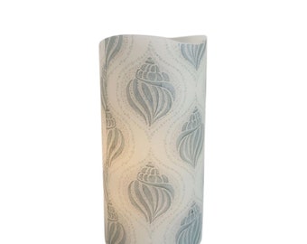 Blue and White Sea Shell LED Flameless Wax Pillar Candle