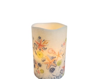 Beachy Coastal Decor LED Flameless Candle