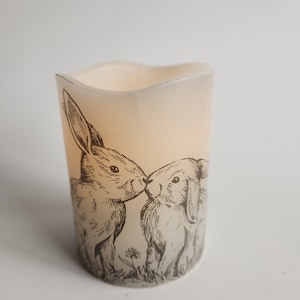 Bunny Kisses Easter LED Flameless Wax Pillar Candle