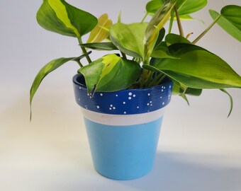 Azul Polka Dot Planta Flor Pot 4"