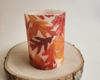 Fall Autumn LED Flameless Wax Pillar Candle Fall Leaves