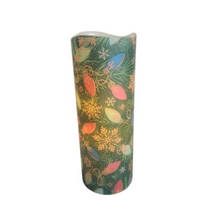 Christmas Lights and Branches LED Flameless Wax Pillar Candle