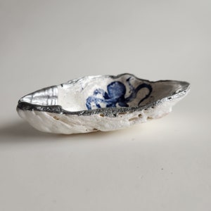 Oyster Shell Trinket Dish Ring Dish Octopus Blue and White image 6