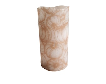 Fall Pumpkin Thanksgiving LED Flameless Wax Pillar Candle