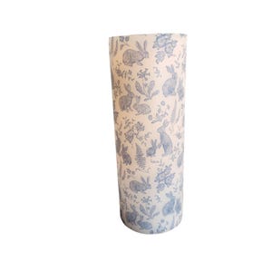 Easter LED Flameless Wax Pillar Candle Blue Bunnies on White