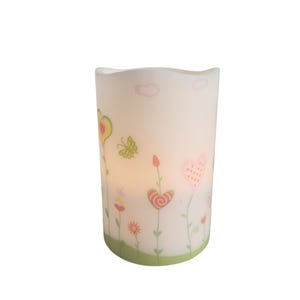 Whimsical Heart Flower Garden LED Flameless Wax Pillar Candle