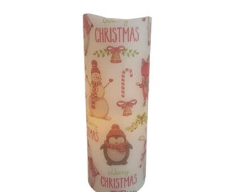 Christmas Characters LED Flameless Wax Pillar Candle