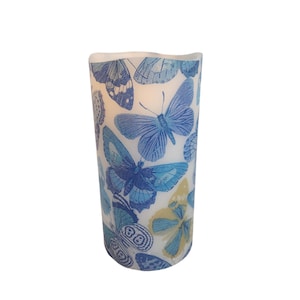 Blaue Schmetterling LED Flammenlose Stumpenkerze