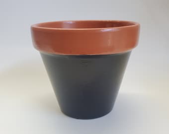 Pot planteur de pot de fleur de terre cuite noire et terraotta 4.5 »