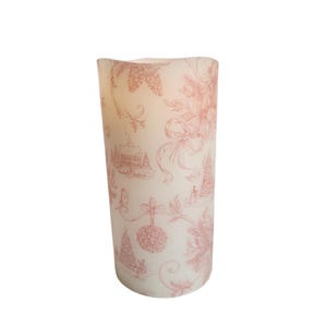 Vintage Christmas Scene LED Flameless Wax Pillar Candle