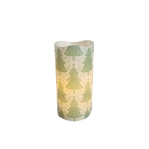 Vintage Christmas Trees LED Flameless Wax Pillar Candle