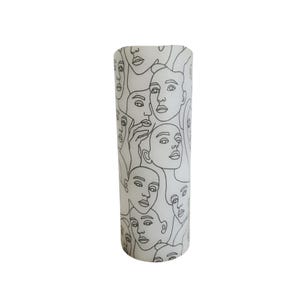 Black and White Face Line Drawing LED Flameless Wax Pillar Candle