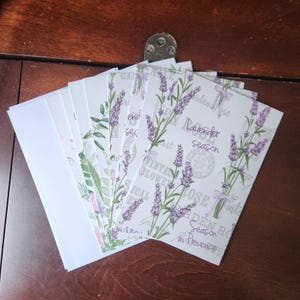 Lavender and Wildflowers Blank Greeting Card Note Card Set of 8